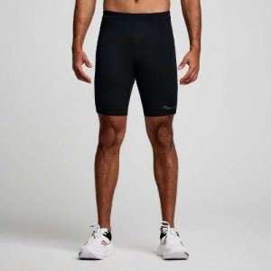 טייץ ריצה קצר גבר- Saucony- FORTIFY LINED HALF TIGHT -שחור